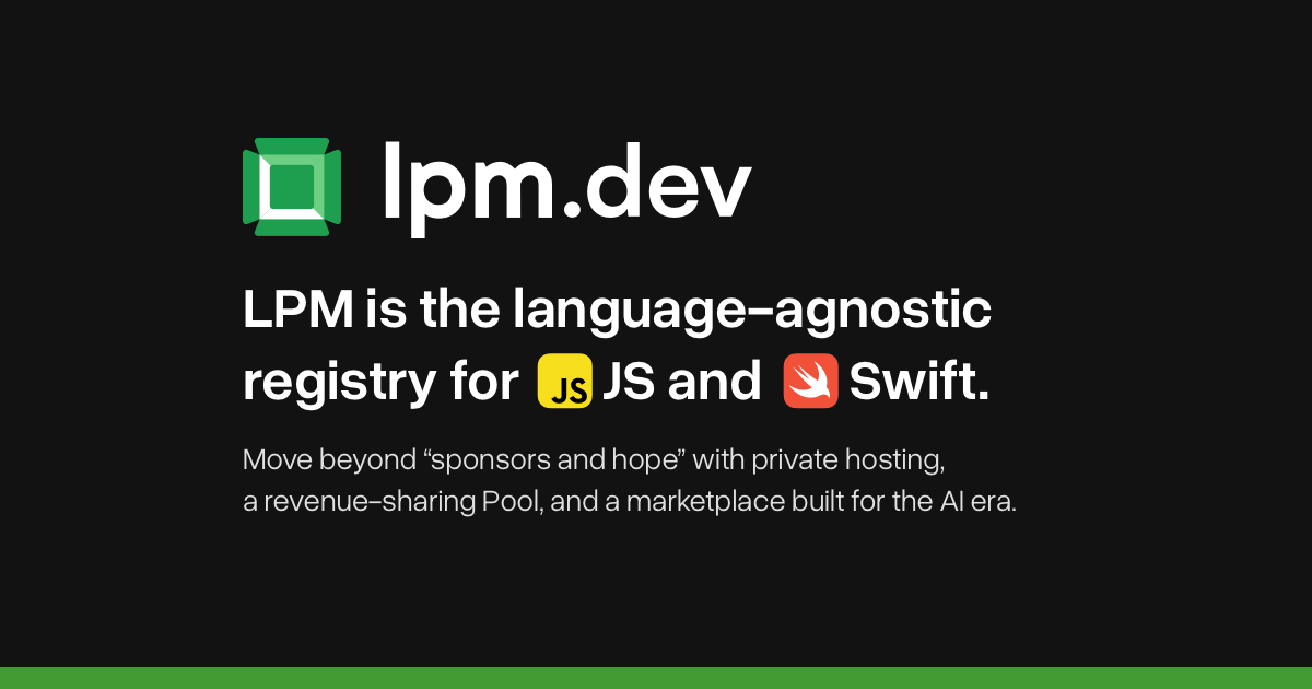 LPM - JavaScript & Swift Package Registry, Marketplace & Private Hosting